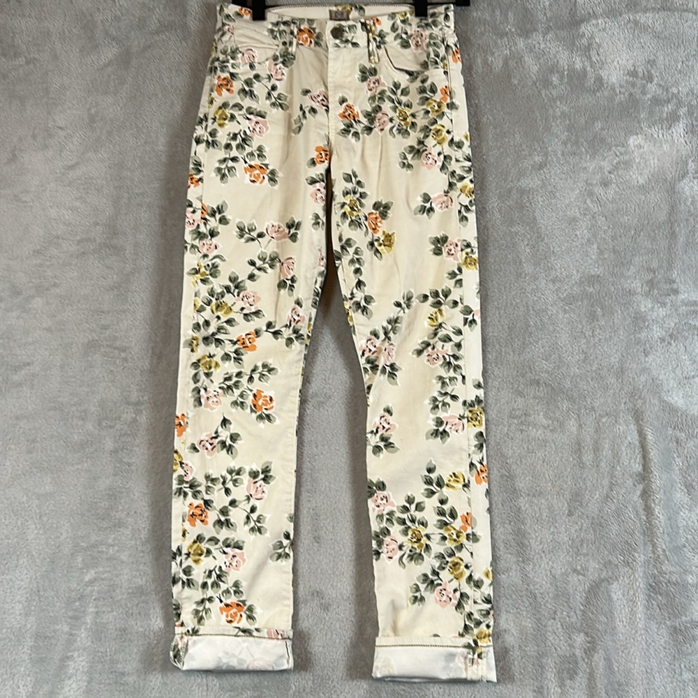 C of H Mandy floral print high-rise retro slim roll up jeans size 26